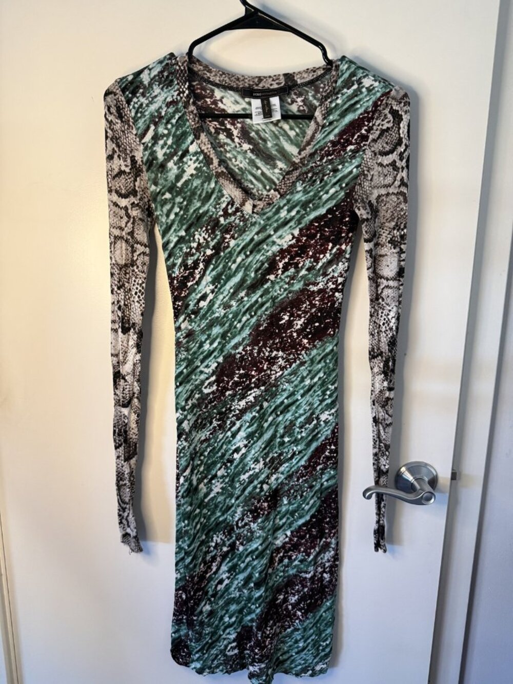 BCBGeneration Abstract Print Long Sleeve Wrap Dress